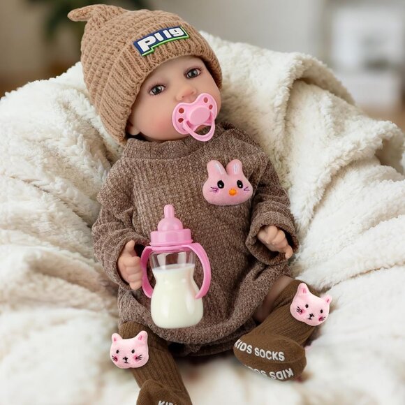 Other - 17 Inches Brown Newborn Girl Real Life Soft Silicone Full Body Baby Dolls